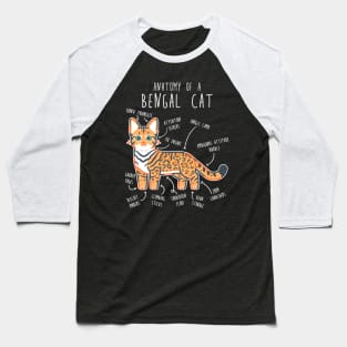 Bengal Cat Anatomy Baseball T-Shirt